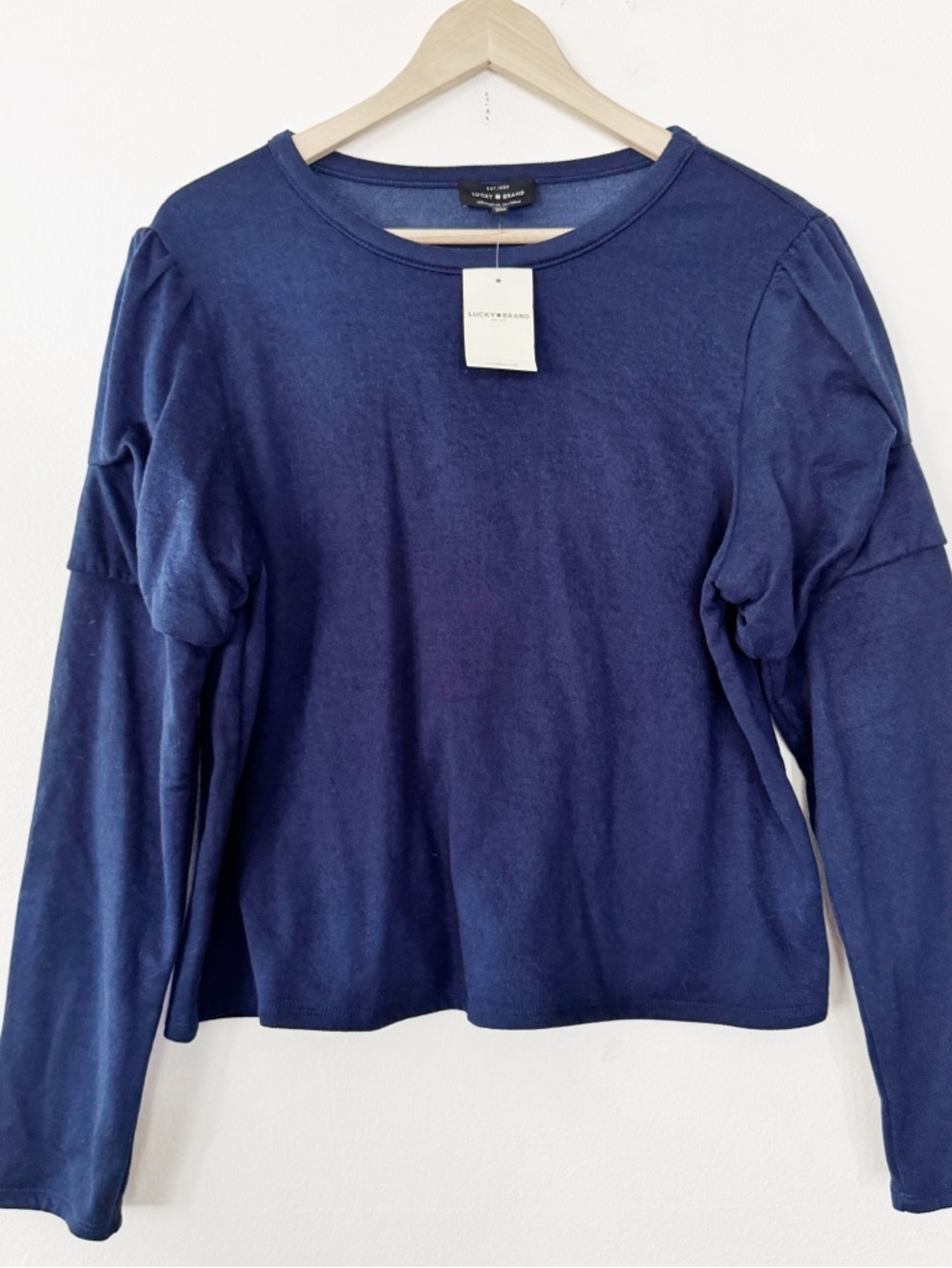 Lucky Brand Navy Long Sleeve Puff-Sleeve Tee XL